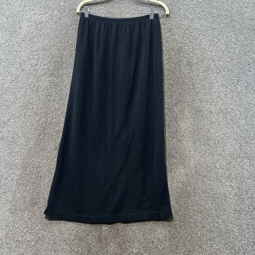 VTG Bobbie Brooks Maxi Skirt Women Medium Black Pull On Comfort Minimalist